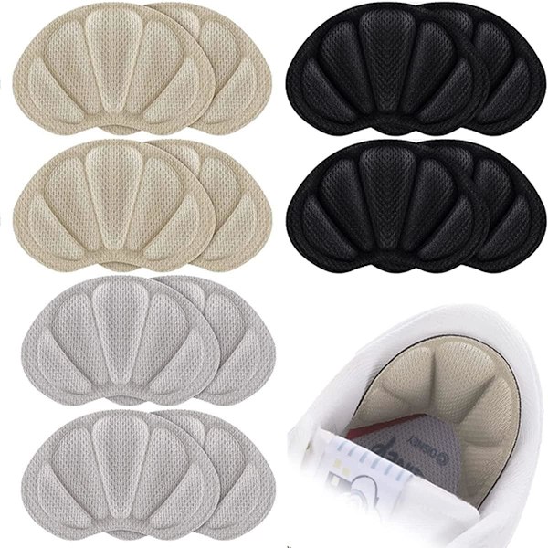 6 par Heel Pads, Skoskydd för Män och Kvinnor, Hälkuddar, Tjocka, Självhäftande, för Bakre Häl, För Stora, Läder, Svart, G
