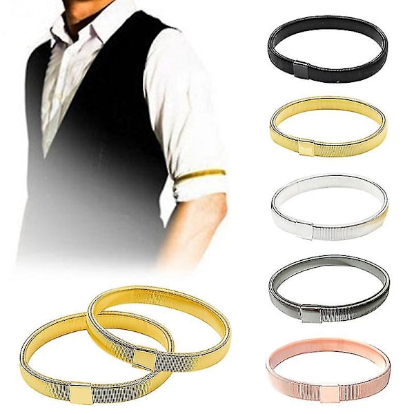 Unisex Stretchy Elastisk Metallhylse Strømpebånd Herrearmbånd Elastiske Armringer Skjortehylseholder Mansjetter Klær Tilbehør