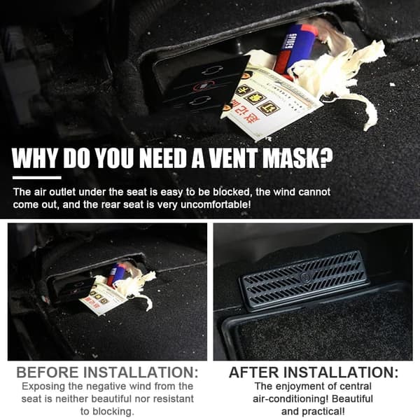 2 stk. Model Y Grilltilbehør, Luftstrømsventilgrilldeksel for Te-sla Model Y, Seteventilmaske Model Y 2020-2024 Tilbehør