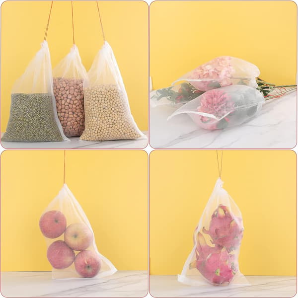 50-pack Fruktskyddspåsar 45 x 30 cm, Trädgårdsnätpåsar med dragsko