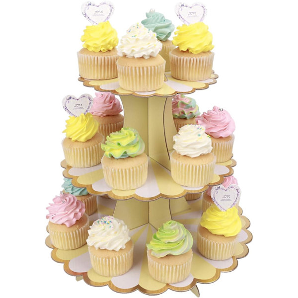 Sjöjungfru Cupcake Stativ 3 Tier Kartong Cupcake Stativ för Baby Shower Barnkalas Födelsedagstemafest