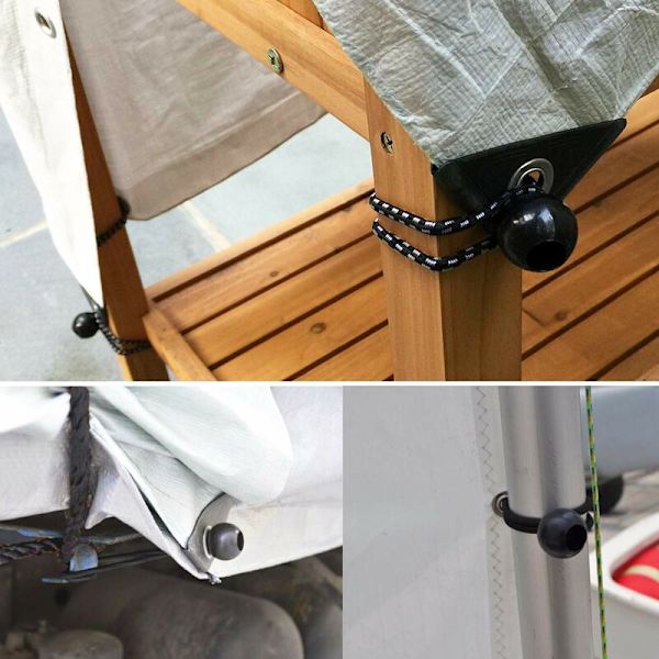 Elastiske Bungee-snorer for presenning, presenning, telt, paviljong, utvidbar, 15,5 cm 20 stk