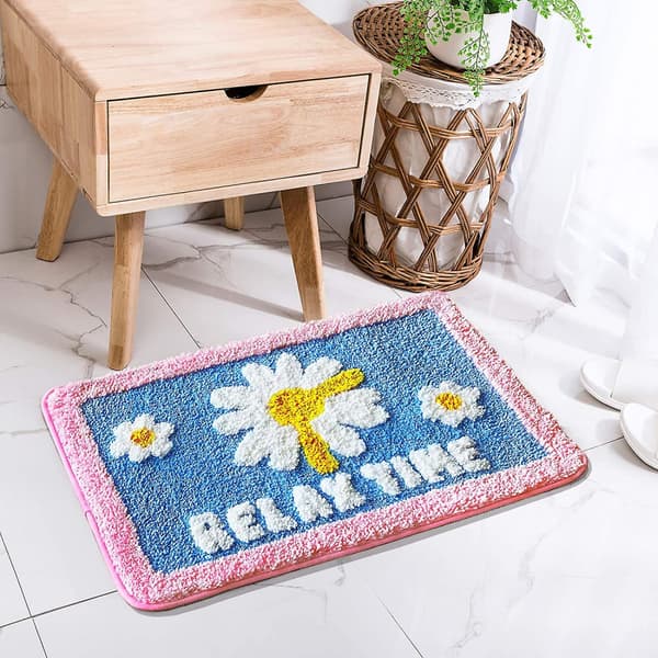 Söt Daisy Blomm halkfri badrumsmatta, 40x60cm (blå)