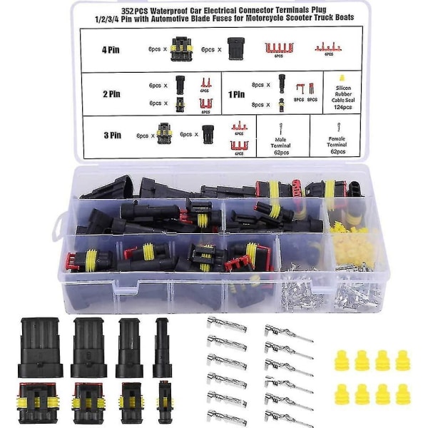 352 stk Wire Connector Kit, Vandtæt Connector, Vandtæt Autom