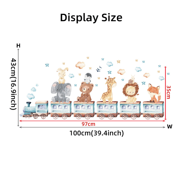 Et sett med dyr i tog veggklistremerke Veggdekorasjon