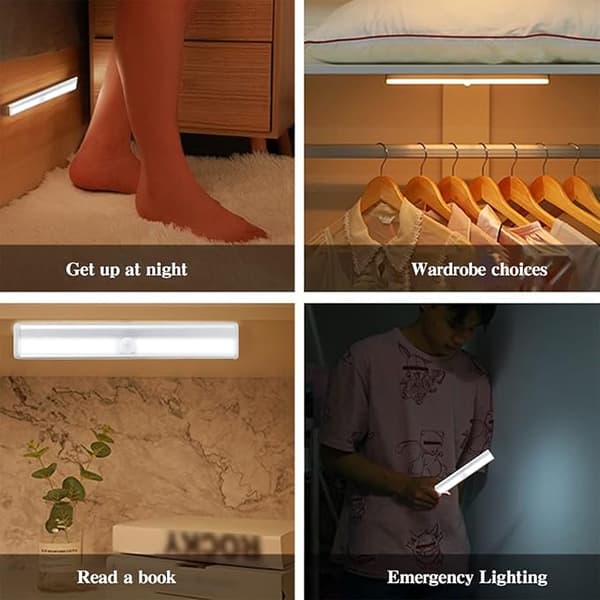 Sensor skabsl lampe LED genopladelig batteri natlys strimmel 2 stk