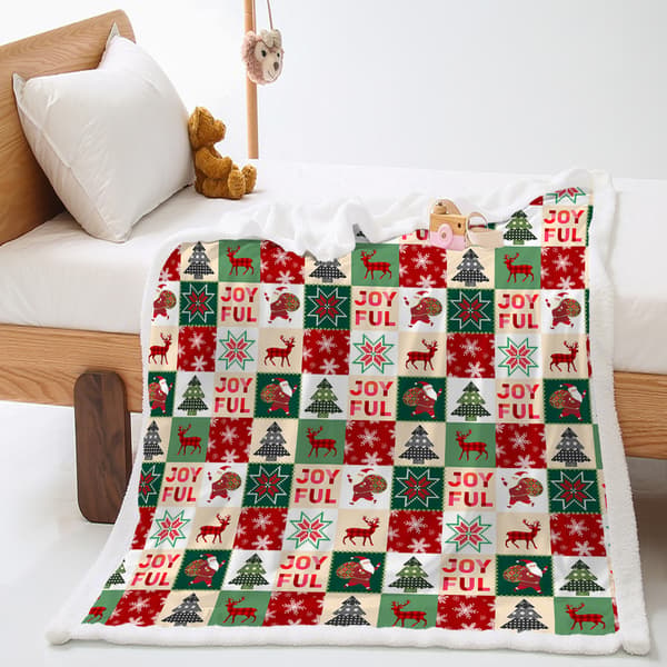 Julefleecepledd, Vinter Fluffy Plaid Sofapledd Pluss Dyne for Voksne og Barn (120x150cm)