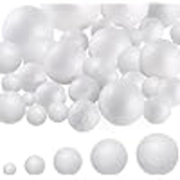 60 Pieces Polystyrene Balls, 5 Sizes Polystyrene Ball, White Polystyrene B