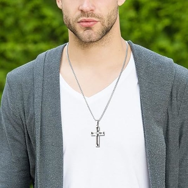 Wire Rope Cross Pendant Trendy Men's Titanium Steel Necklace