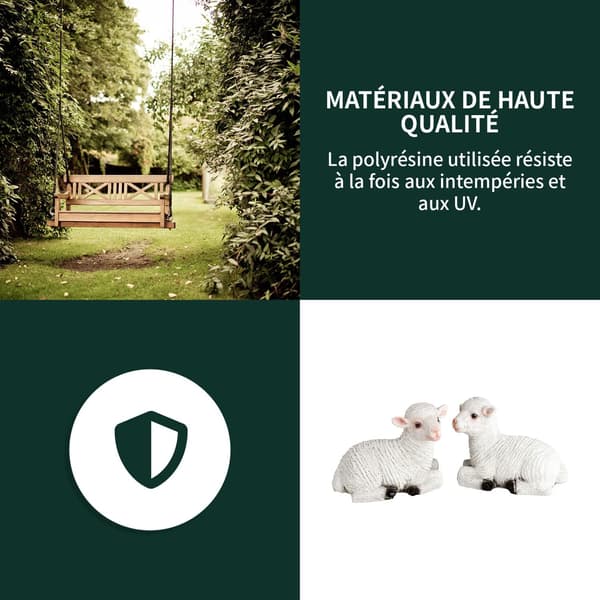2 pakker, udendørs lammehavesskulptur, dekorativ have, udendørs