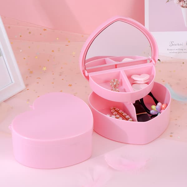 Hjärtformad smyckeskrin rosa