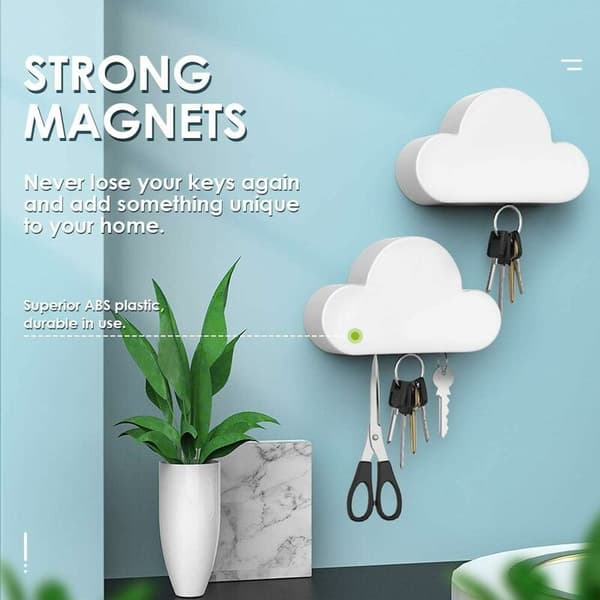 Magnetisk nøgleholder, [2 stk.] Skyformet vægkrog, magnetisk nøgleho