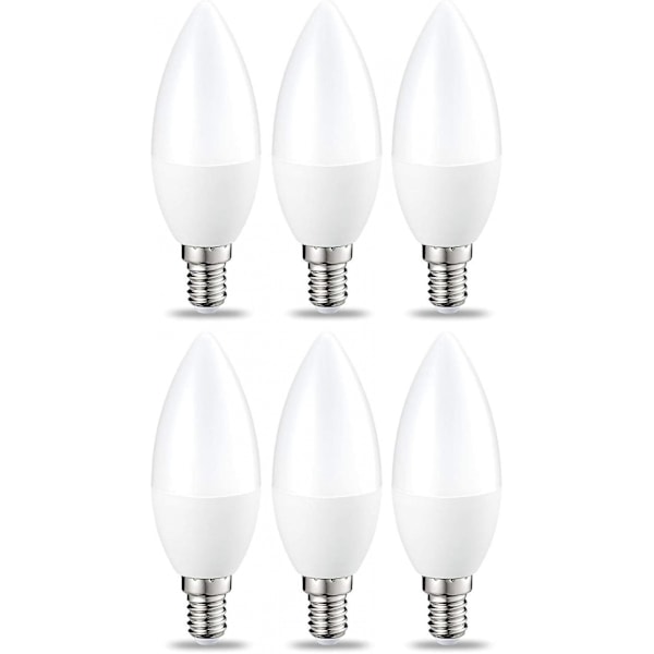 Set med 6 små LED-lampor i form av en låga, Edison skruvbas E14 5w (40w ekvivalent