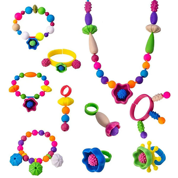 Mångfald av Pop Beaded Pop Beads 500+ Snap Together DIY Bead Kit f