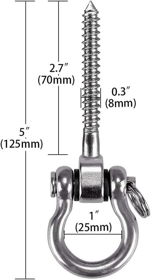 2 stk. Skruekrog, Heavy Duty 304 Rustfrit Stål 180 Loftskrog