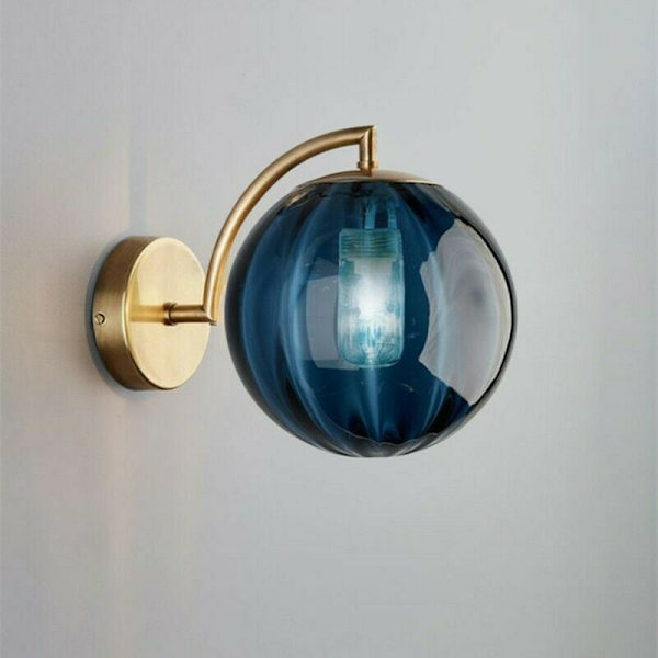 Ny nordisk moderne vegglampe Ø15CM blå glasskule vegglampe Lig