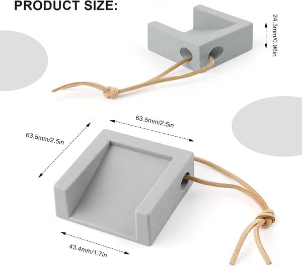 2 stk. Dørkile, Dørstopper, Sklisikker Dørstopper med Klips, for Døråpninger 5-20mm (Grå)