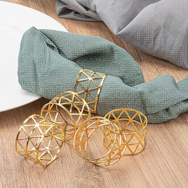 24-pack triangulära utskurna metallservettringar med servetthållare