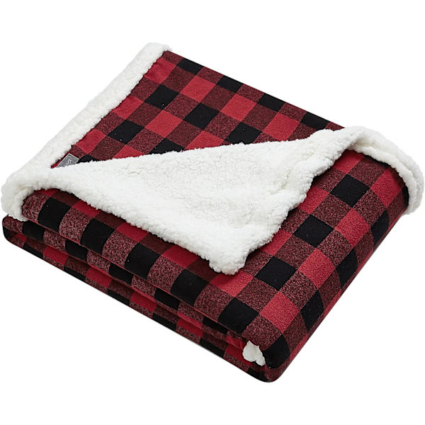 Tæppe, vendbart Sherpa fleece sengetøj, Buffalo Plaid Ho