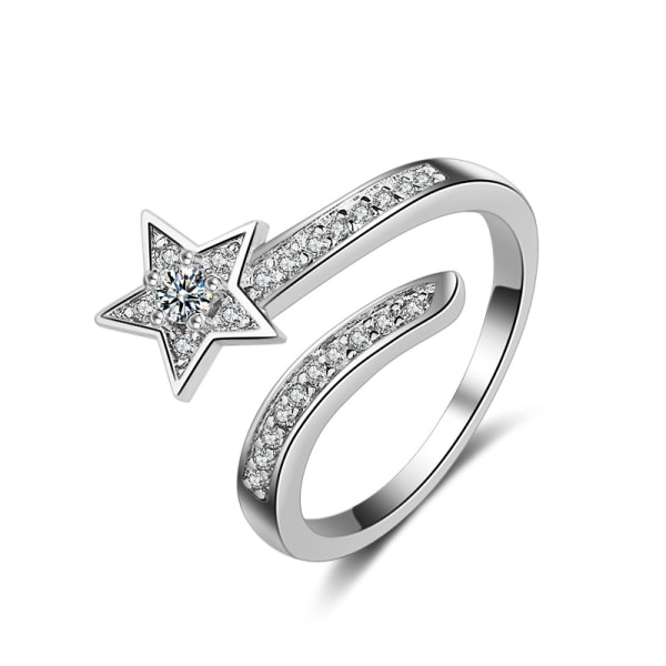 Vita Ringar Star Ring Finger Smycken Wrap Ring Justerbara Ringar för Kvinnor Flickor