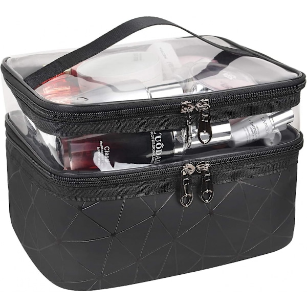 Makeupväskor Dubbla Lager Resekosmetiska Väskor Makeup Organizer Toalettväska B
