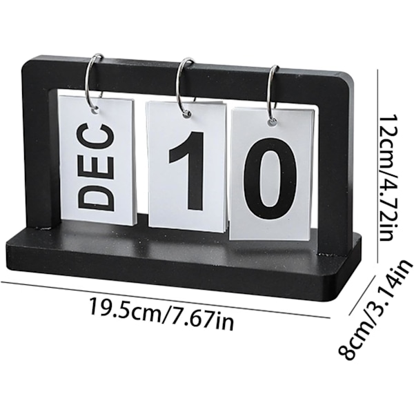 Perpetuell skrivbordskalender i trä, stående stor display, daglig bröllopskalender för kontor och heminredning, 19,5 x 8 x 12 cm