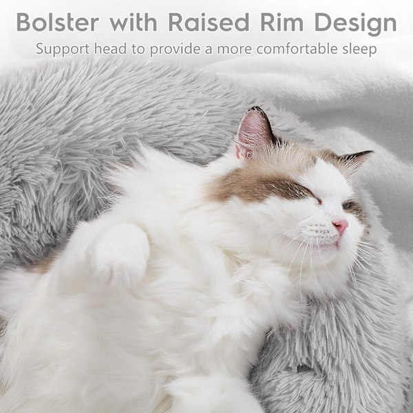 Katteseng til indendørs katte, Fluffy Round Self Warming Calming Soft P