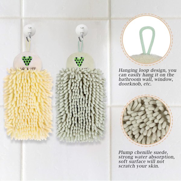 4 st Chenille handdukar hängande luddiga boll handdukar Chenille handdukar