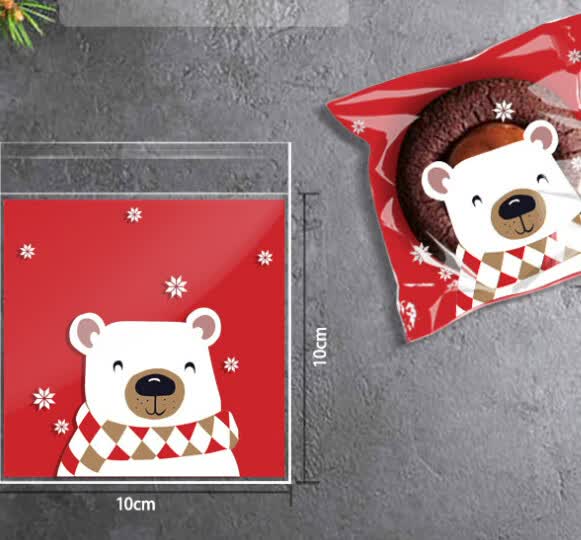 400 Santa Claus Tree Snowflake Candy Sac adhésif auto-scellant Co