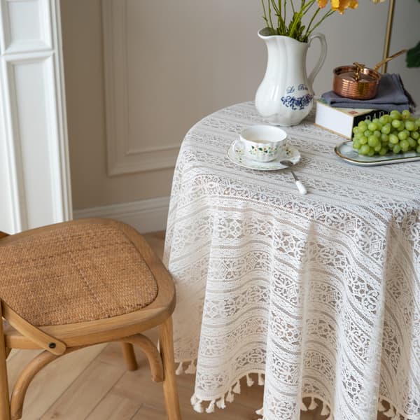 Hæklet Hvid Blondeduge - Polyester Jacquard Vaskbar Dug