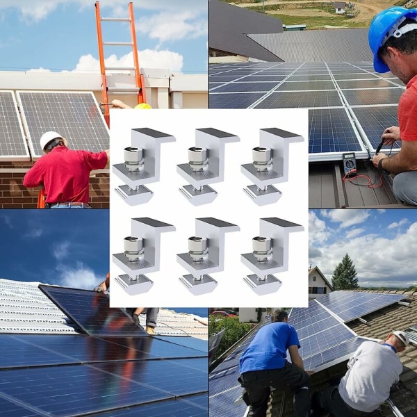6 kpl aurinkopaneelien asennuskiinnikkeitä, Z-tyypin sivupuristimen PV-kannattimet, korkeus 30 mm