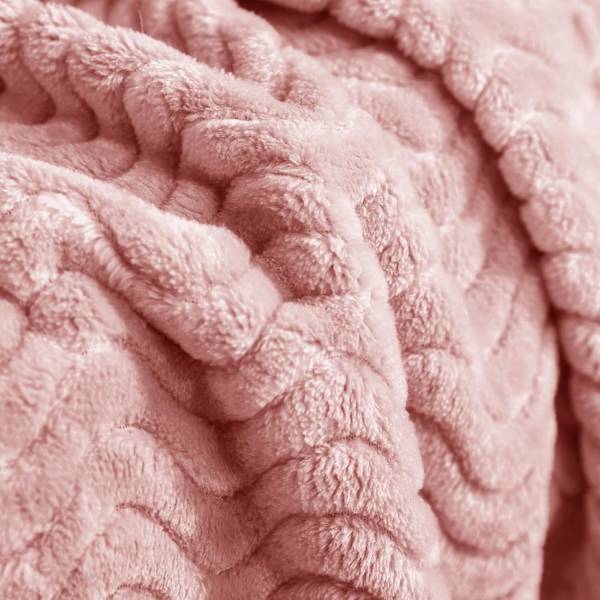 Rosa pulverfleecefilt för soffa säng, supermjuk och mysig filt med dekorativ vågig struktur, lätt plyschfilt för alla årstider, 50 x