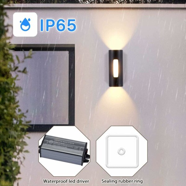 10W Utomhusvägglampa LED Vattentät IP65 Modern Metall Utomhusvägglampa Utomhus/Inomhusljus för Gård Trädgård Terrass Nära Vägg Uteplats Villa Korridor Varm Vit