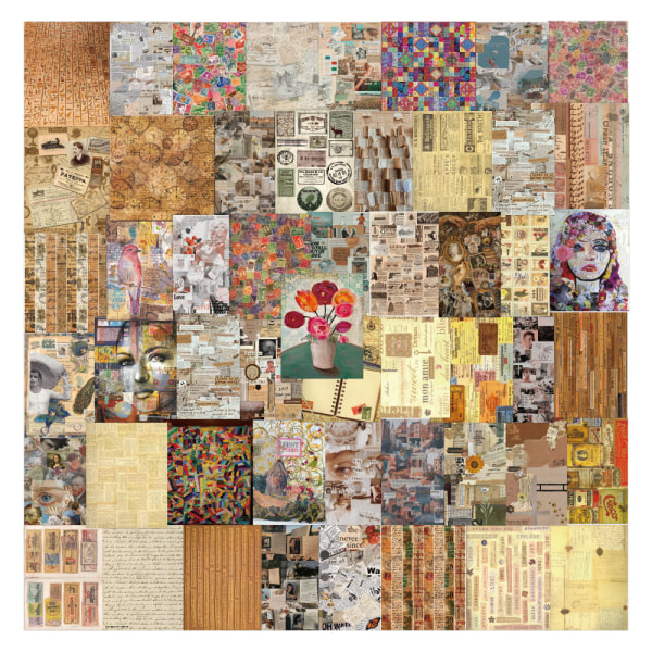 54 stk. Vintage Scrapbogpapir Journal Scrapbog Tilbehørssæt Æstetisk Dekor
