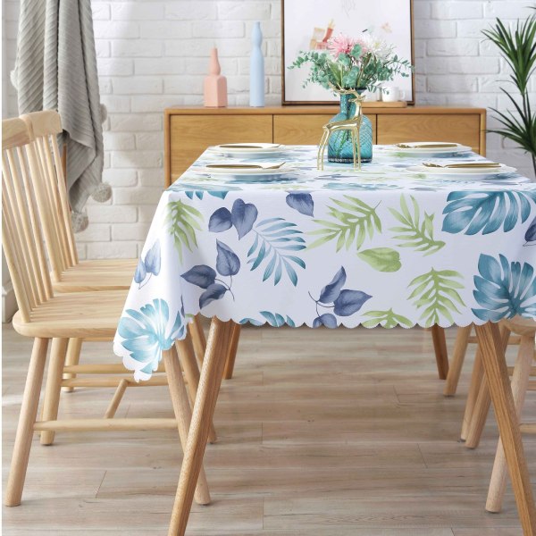 1 stk rektangulær duk 135 x 220 cm i PVC mønster blader planter pen duk
