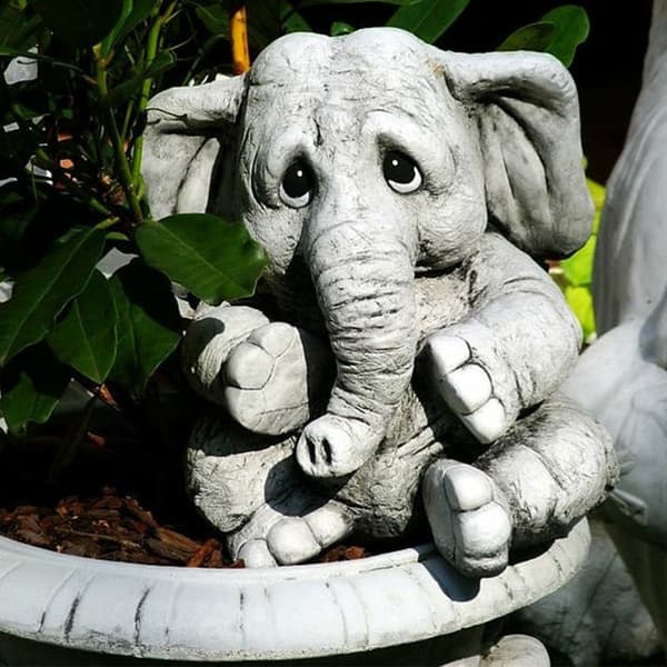 Grå Elefant Prydnad