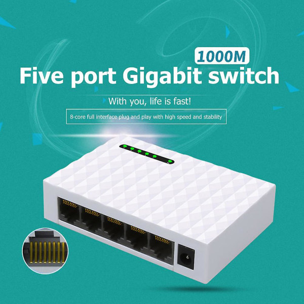 5 Port Desktop Gigabit Network Switch 10/100 / 1000mbps Ethernet