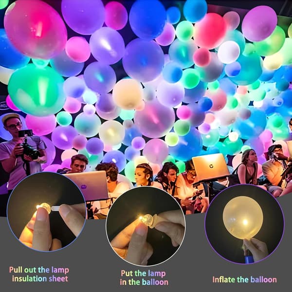 100 st LED-ballonglampor, Mini LED-ljusballonger, Rund LED-boll
