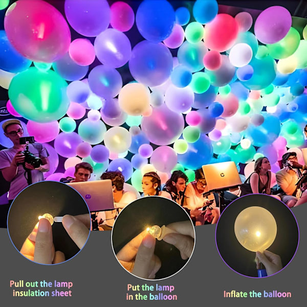 100 stk. LED ballonlamper, mini LED lysende ballonlamper, runde LED-kugler