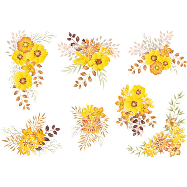 En set små gula blommor väggdekaler kreativa väggdekal