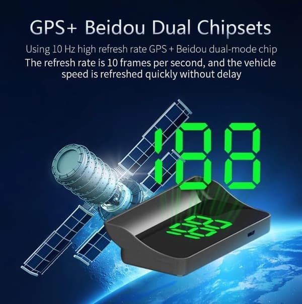 Auto Head Up Display Vinduesprojektor, Speedometer KM/H med GPS-chipsæt