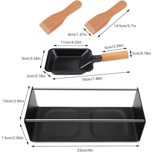 Non-stick Raclette-grill med trehåndtak - Ovntilbehør