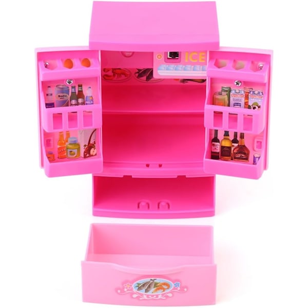 Barn Imitation Leksak Mini Kylskåp Rosa Plast Roll Leksak Kreativ