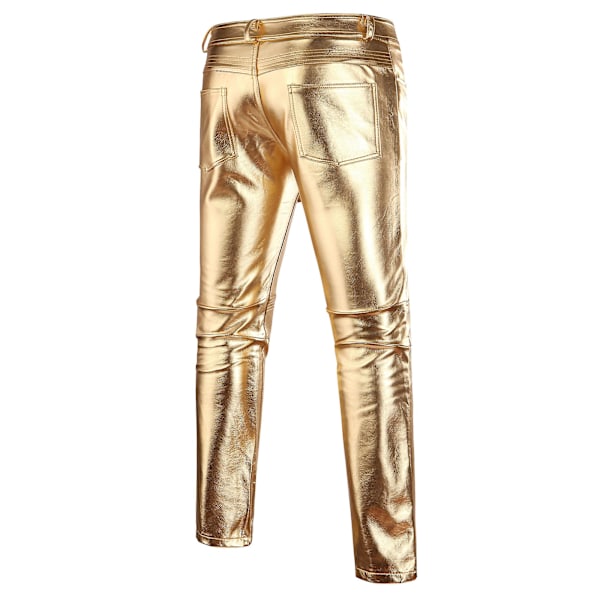 Herr Casual Byxor Läder Metallic Blank Rak Natklubb Cosplay Byxor
