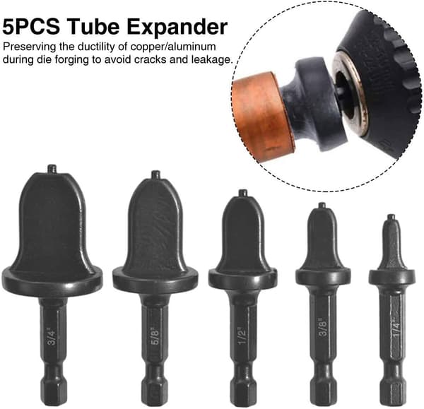 Rørutvider - Sett med 5 rørutvidere med sekskanthåndtak Presis C