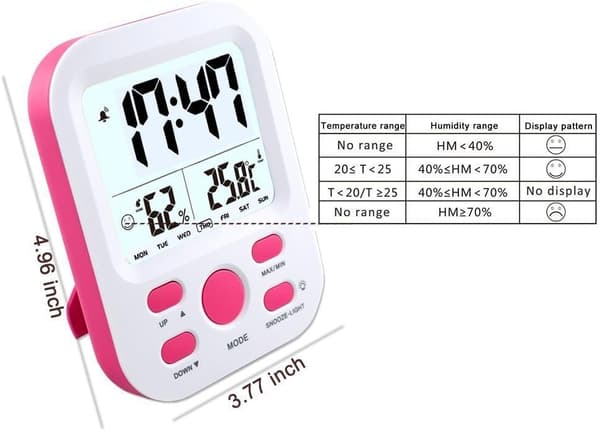 Digitaalinen herätyskello LCD-näytöllä Seinäkello (Pinkki)