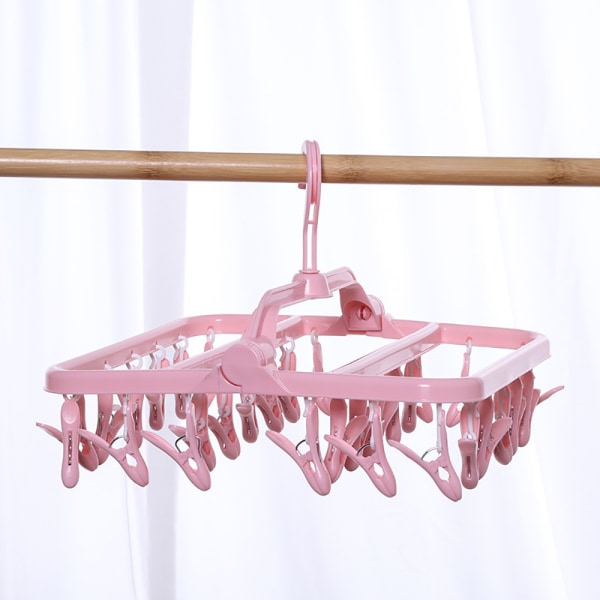 1 st sockställ, hängande klädhängare med 32 klämmor (rosa)