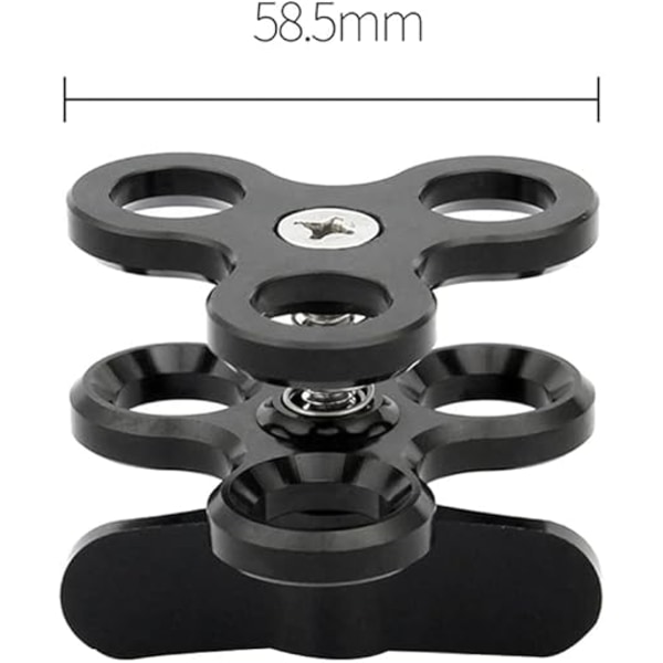 3-huls Kugleklemme Dykkerlygter Kuglearm Sommerfugl Clip Holder til Action Kamera Lommelygte Tripod