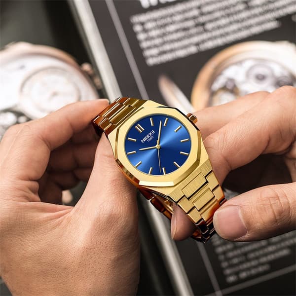 Herreur Casual Vandtæt Ur Analog Display Guld