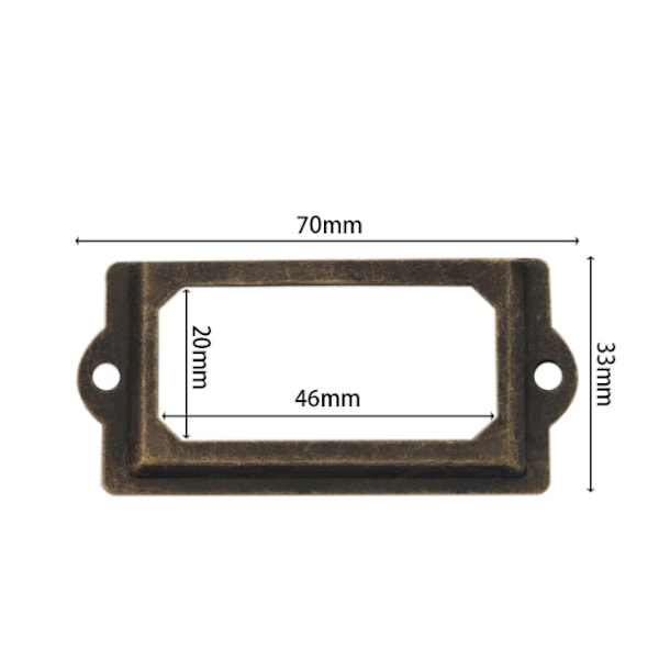 50 stk Metall Etikett Holdere for Møbler Skuffer Skap Etiketter for Skrivebord Bokhylle Bokhylle Hylle Bronse